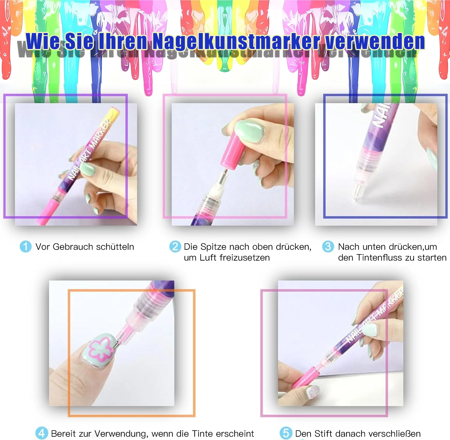 🎅🎁Weihnachtsangebot – 50 % Rabatt⏳12 Farben Nagelkunst-Stifte Set🎨💅 - Image 5