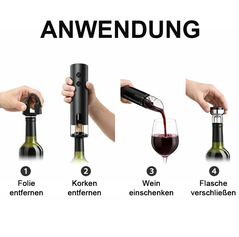 🍷 WEINMEISTER Pro – Elektrischer Korkenzieher-Set ✨ Premium Design | Leise & Kraftvoll | Wiederaufladbar - Image 3